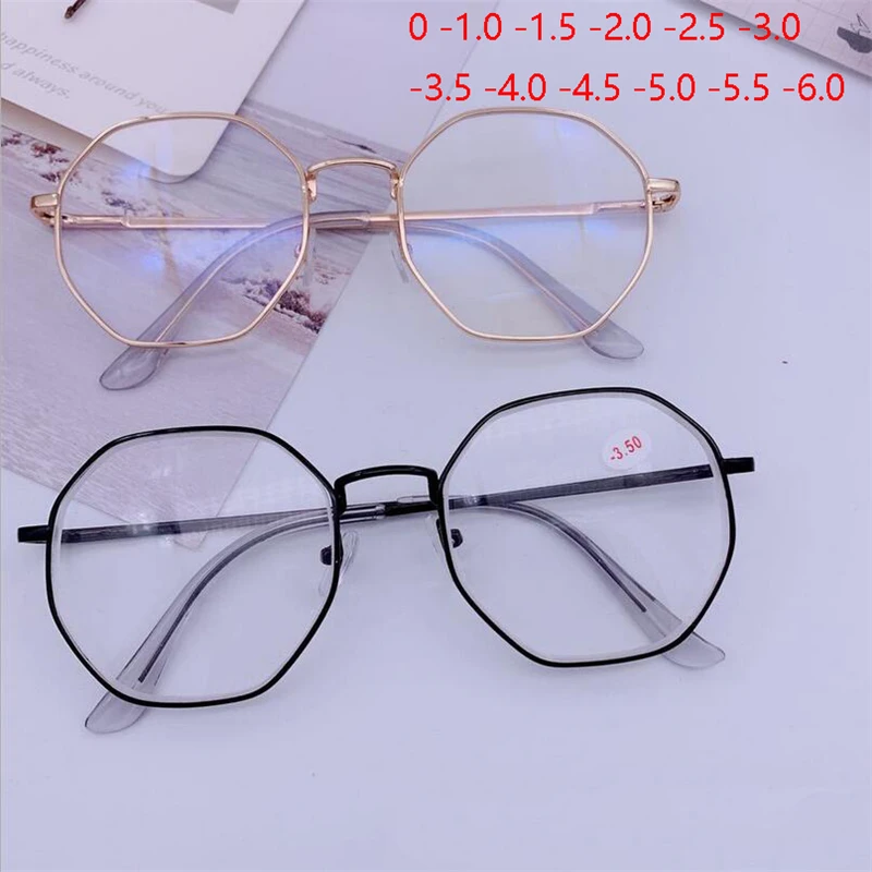 Top Trends: Men Vintage Anti Blue Light Minus Glasses Frame With Degree Round Women Myopia Lens Nearsighted Glasses 0 -1.0 -1.5 -2.0 To -6.0 Shoppable Styles