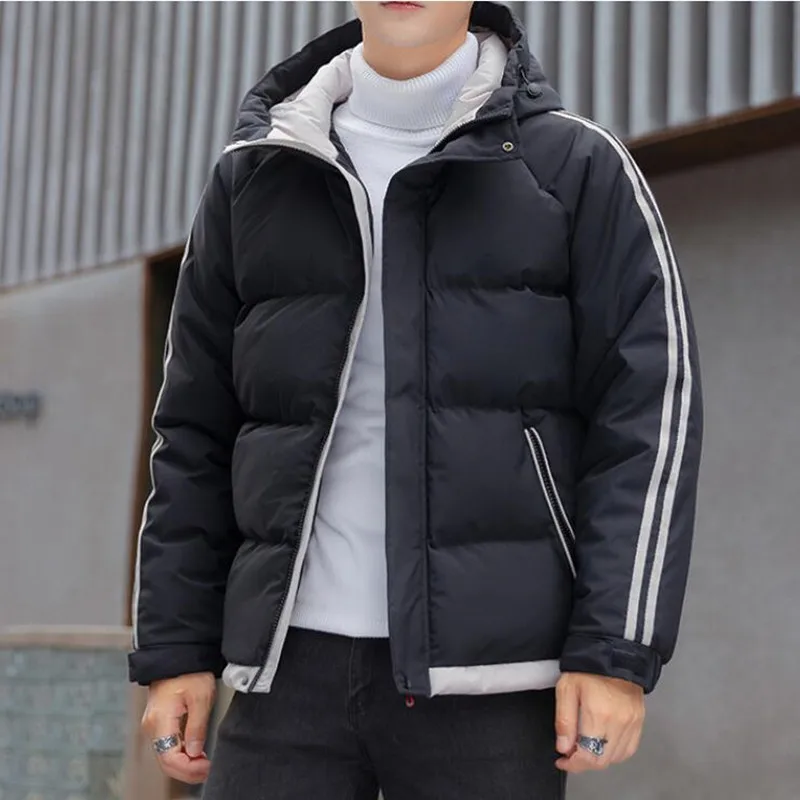 Top Trends: Korean Fashion Hooded Puffer Jacket Men Fashion Clothing Cotton Padded Casual Jackets For Men Autumn Winter Coats With Hood 4XL Shoppable Styles