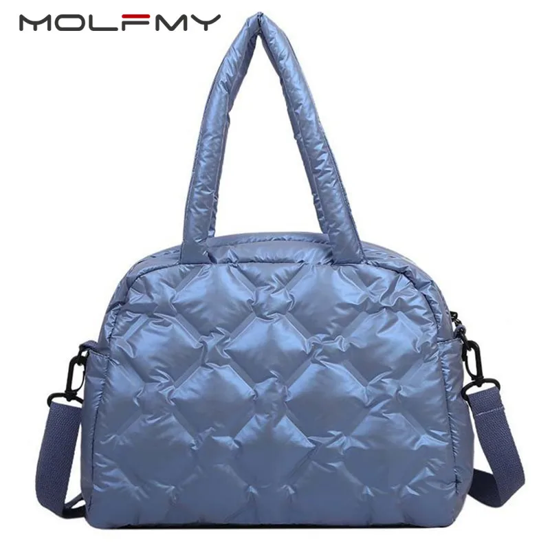 Top Trends: Luxury Designer Women Down Space Padded Handbag Shoulder Bag 2021 Winter Female Shell High Quality Quilted Tote Crossbody Bag Shoppable Styles