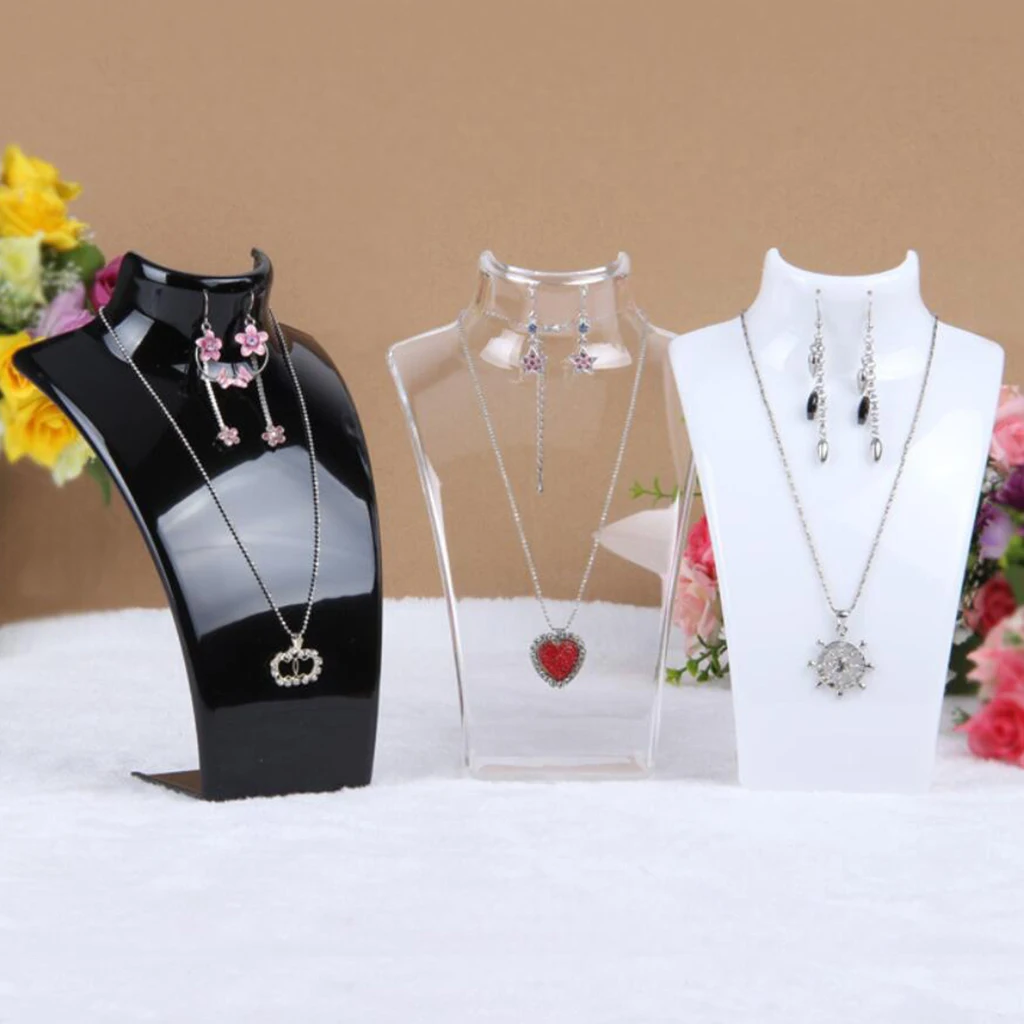 Top Trends: 2022 New Acrylic Mannequin Necklace Display Bust Stand Jewelry Holder Rack For Necklaces Pendant Earrings Display Stand Shelf Shoppable Styles