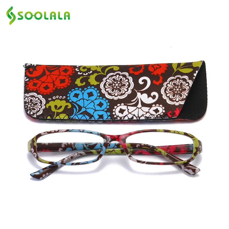 Top Trends: SOOLALA Printed Reading Glasses W / Matching Pouch Spring Hinge Rectangular Presbyopic Glasses With Cases + 1.0 1.5 1.75 To 4.0 Shoppable Styles - Image 3