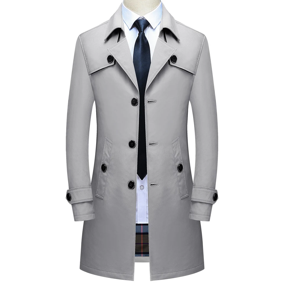 Top Trends: Thoshine Brand Spring Autumn Men Long Trench Coats Superior Quality Buttons Male Fashion Outwear Jackets Windbreaker Plus Size Shoppable Styles