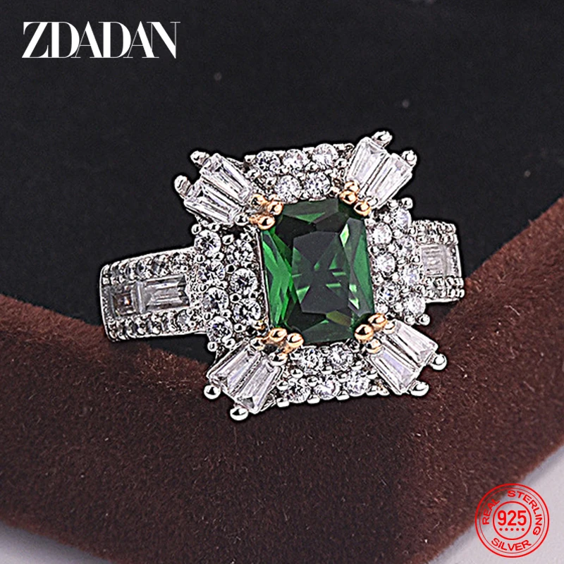 Top Trends: ZDADAN 925 Sterling Silver Emerald Zircon Ring For Women Charm Wedding Jewelry Party Gift Shoppable Styles