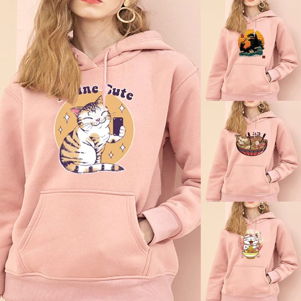 Top Trends: New Fashion Hoodie Sweatshirts Men Women Pullover Harajuku Tracksuit 2021 Cute Cartoon Cat Casual Loose Student Hoodie Clothes Shoppable Styles