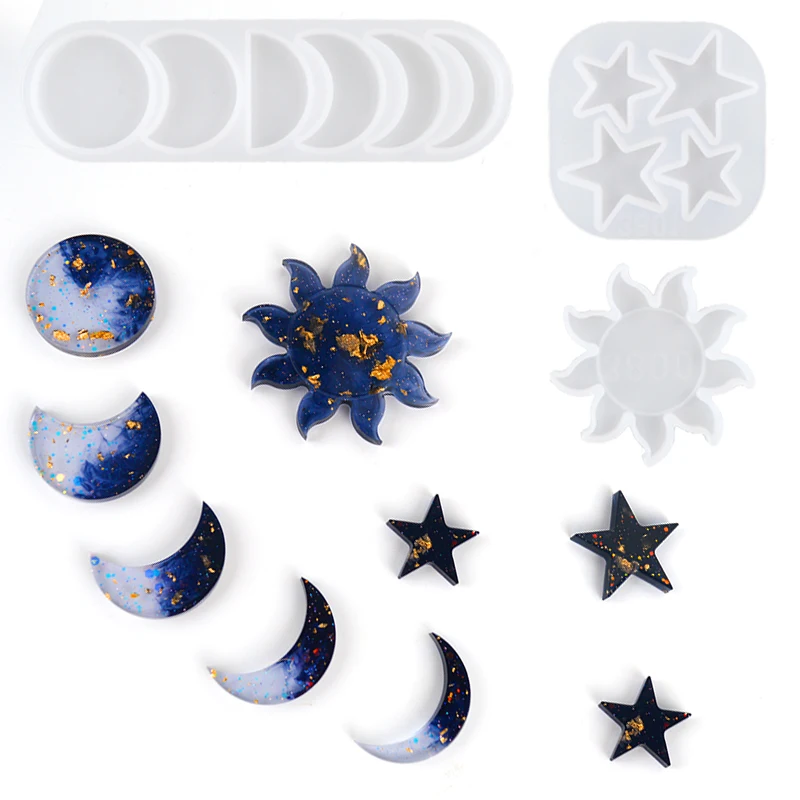 Top Trends: DM025 Moon Star Sun Epoxy Resin Mold Silicone DIY Pendant Craft Mould Home Decor For Living Room Jewelry Making Kit Tools Shoppable Styles