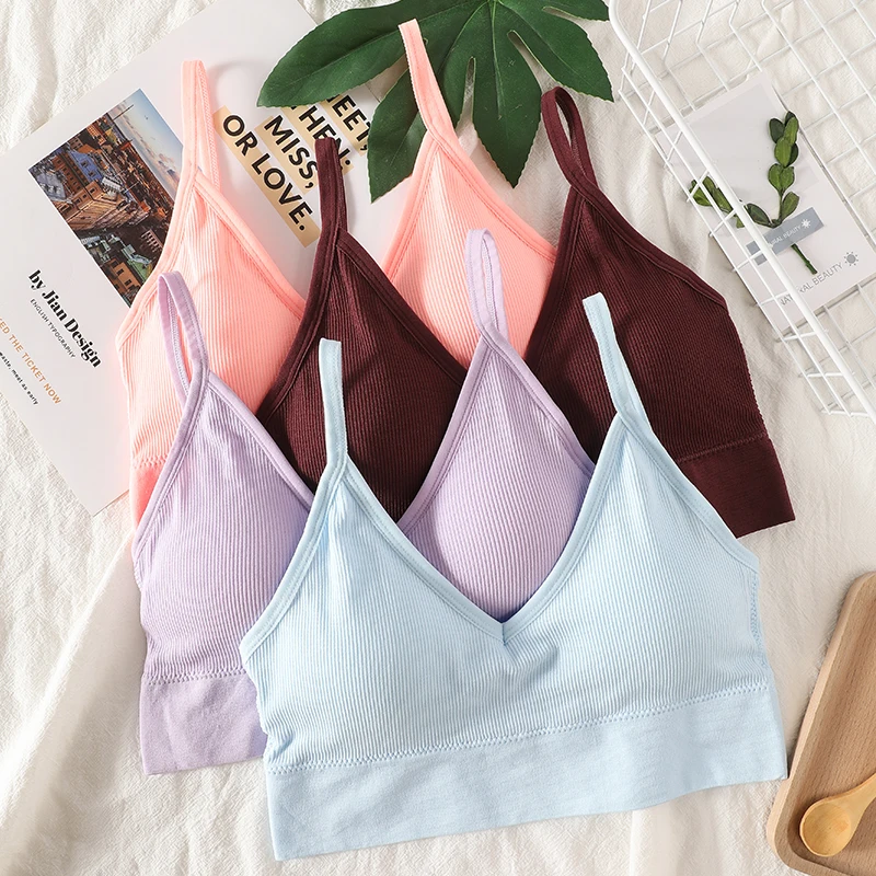 Top Trends: Women Crop Tops Seamless Tube Top Bra Female Streetwear Bandeau Sports Bra Removable Pad Sexy Crop Top Camis Tee Sports Tank Shoppable Styles