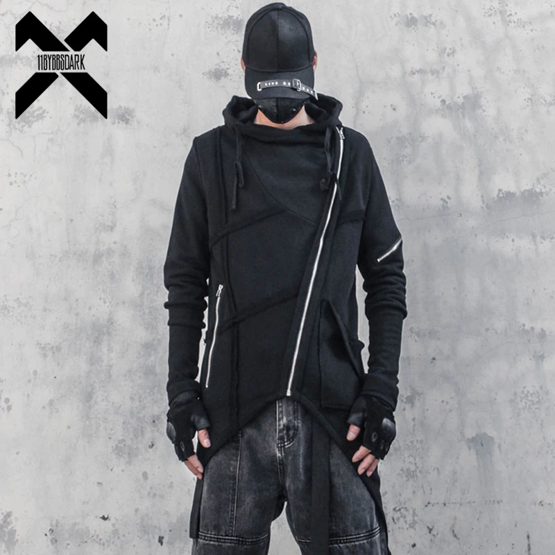 Top Trends: Irregular Asymmetric Cut Design Hoodie Sweatshirt 2022 Autumn Men Harajuku Hoodies Zipper Coat Hip Hop Streetwear Black Clothes Shoppable Styles