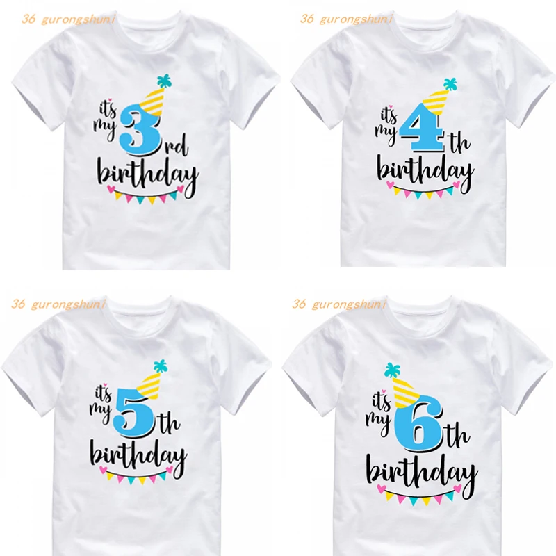 Top Trends: Boy Cartoon T Shirt New Kids Clothes Boys Birthday T Shirts Size Number 2 3 4 5 6 7 Year Children Party Girls Clothing Tees Tops Shoppable Styles