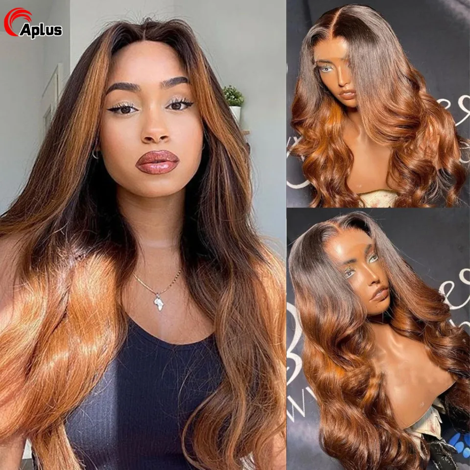 Top Trends: Ombre Colored Human Hair Wigs Body Wave Lace Front Wig 13x4 HD Lace Frontal Wig For Women Brazilian Honey Blonde Lace Front Wig Shoppable Styles