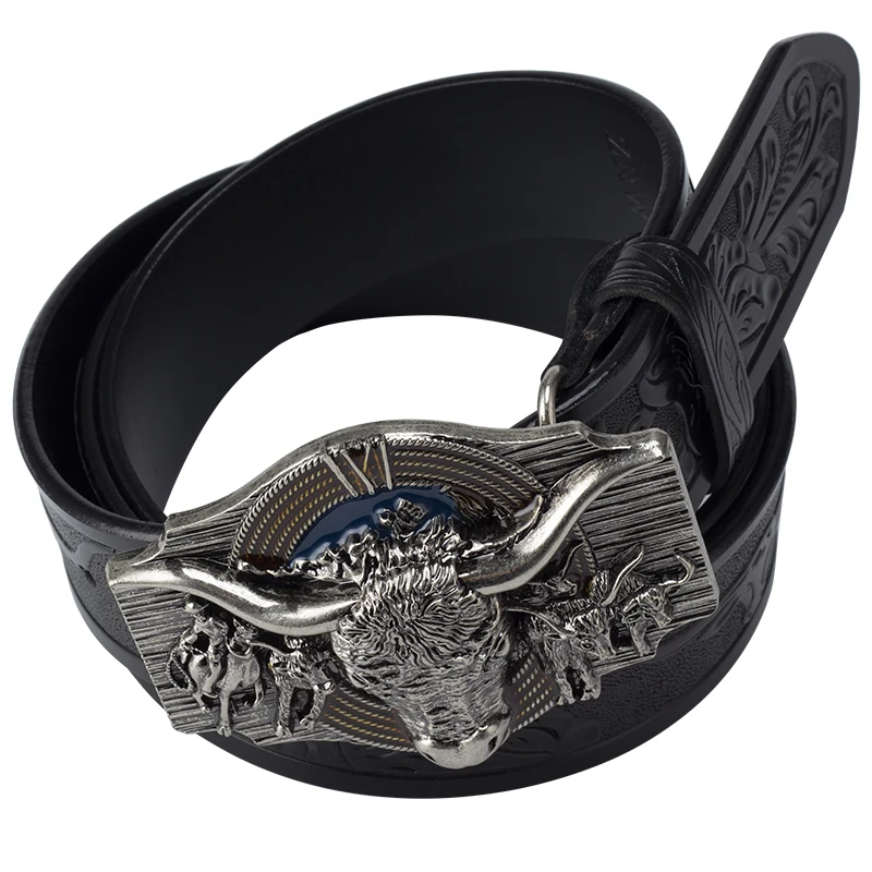 Top Trends: Cow Pattern Belt Genuine Leather Leisure Cowboy Big Agio Shoppable Styles - Image 4