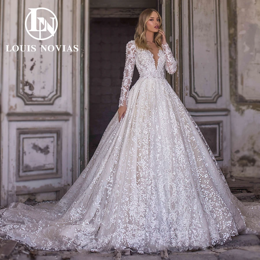 Top Trends: LOUIS NOVIAS Luxury Wedding Dresses For Women 2023 Lace Long Sleeve Beaded Embroidery Princess Wedding Gown Vestidos De Novia Shoppable Styles