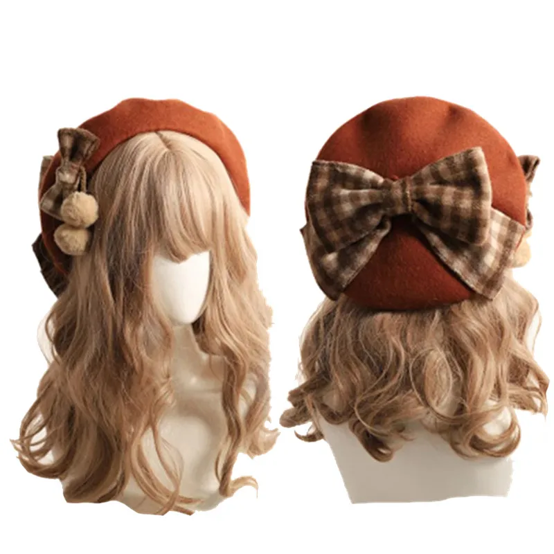 Top Trends: Winter Cute Beret Women New British Fashion Retro Big Bow Plaid Painter Hat Girl Female Beanies Wholesale 2020 Shoppable Styles