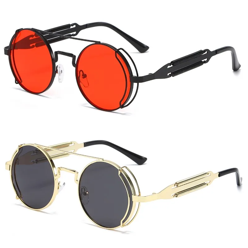 Top Trends: Punk Steampunk Sunglasses Retro Men's Brand Designer Round Punk Eyewear Gothic Style Products Women UV400 Sunglasses Shoppable Styles