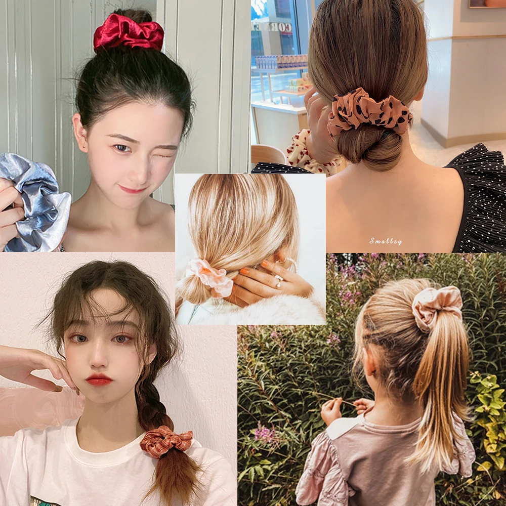 Top Trends: 5Pcs / Lot Girl Pink Red Hair Band Accessories Fashion Large Hair Ties Solid Color Elastic Scrunchies For Women Ponytail Hairstyle Shoppable Styles - Image 3