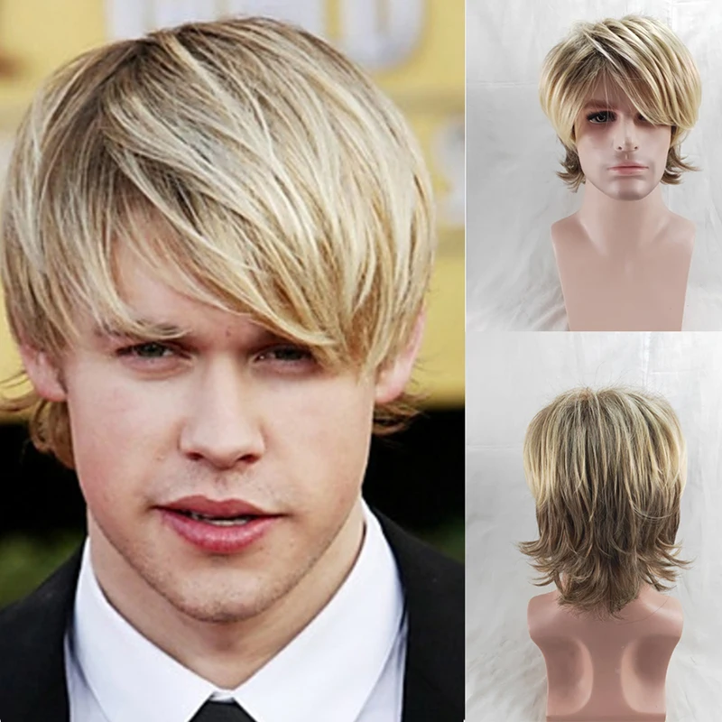 Top Trends: HAIRJOY Synthetic Hair Male Short Curly Wig Heat Resistant Fiber With Bangs Brown Blonde Mixed Wigs For Man Shoppable Styles