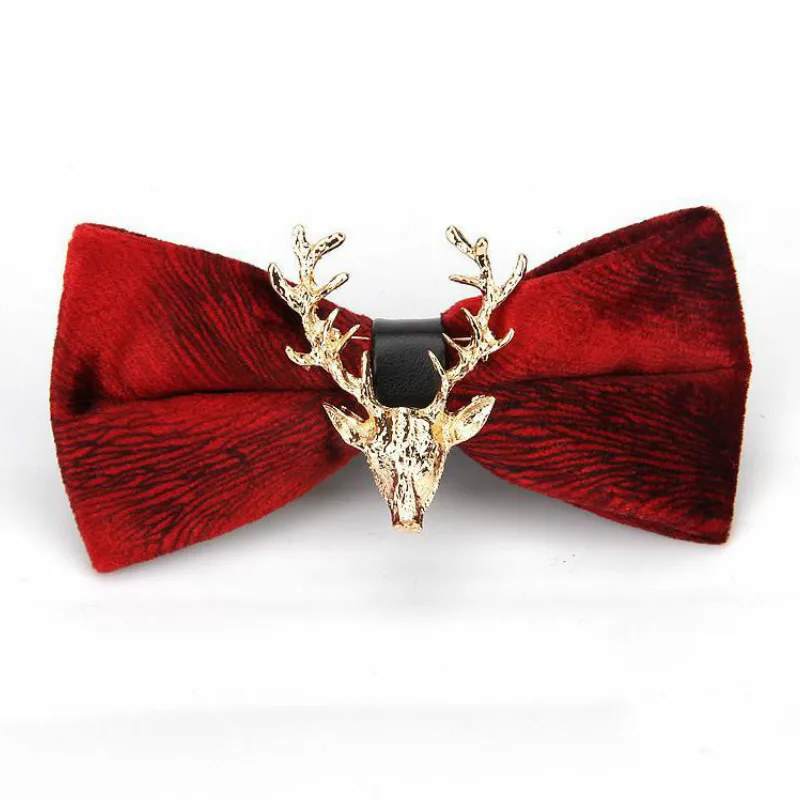 Top Trends: High End Fashion Men's Gold Velvet Bowtie Christmas Metal Elk Head Wedding Luxury Bow Ties Trendy Collar Jewelry Gifts For Men Shoppable Styles