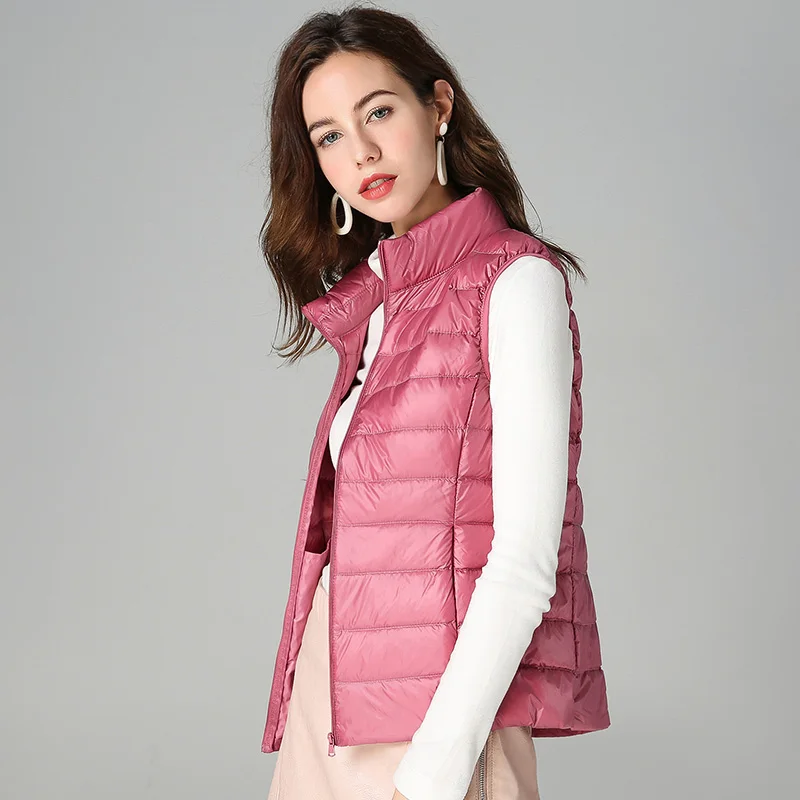 Top Trends: Women Vests 2021 New Winter Ultra Light White Duck Down Vest Female Slim Sleeveless Jacket Women's Windproof Warm Waistcoat Shoppable Styles - Image 3