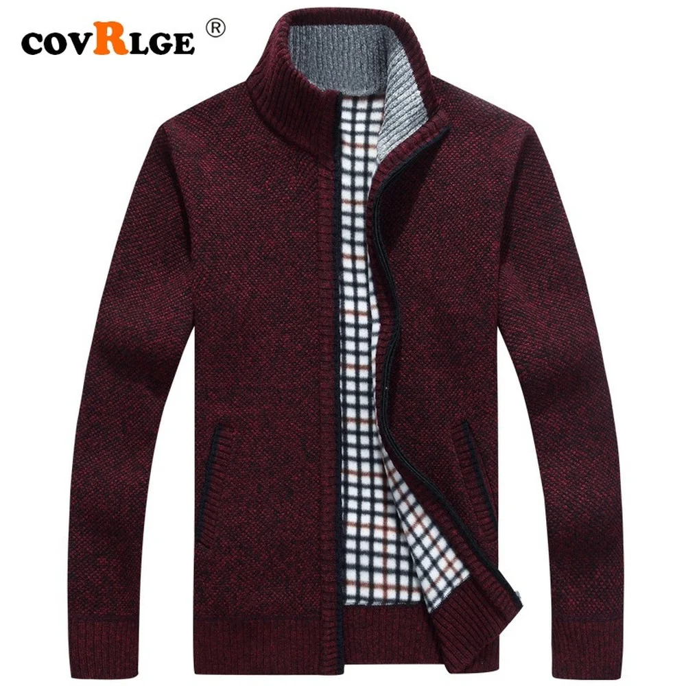 Top Trends: Covrlge Men&#039;s Sweater Autumn Casual Stand Collar Slim Fit Zipper Mens Warm Sweaters Standard Coat Men M-3XL Red Blue Male MWK002 Shoppable Styles