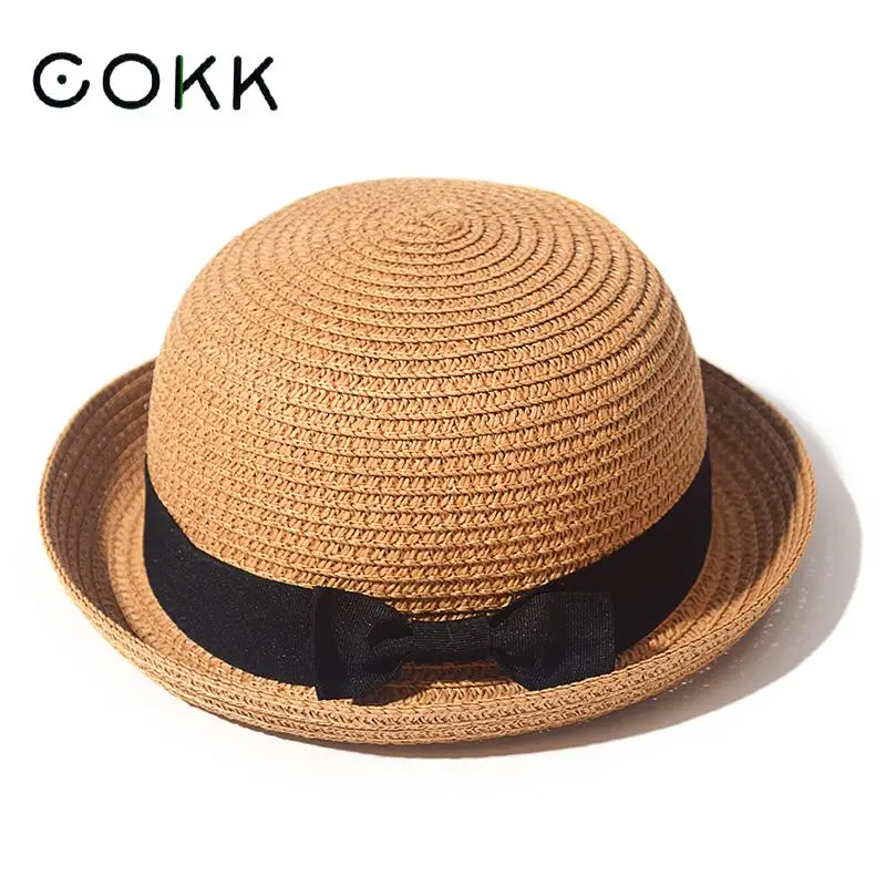 Top Trends: COKK Hats For Women Chilidren Summer Sun Protection Straw Hat Female Round Top Curled Brim Parent Child Student Sunshade Travel Shoppable Styles