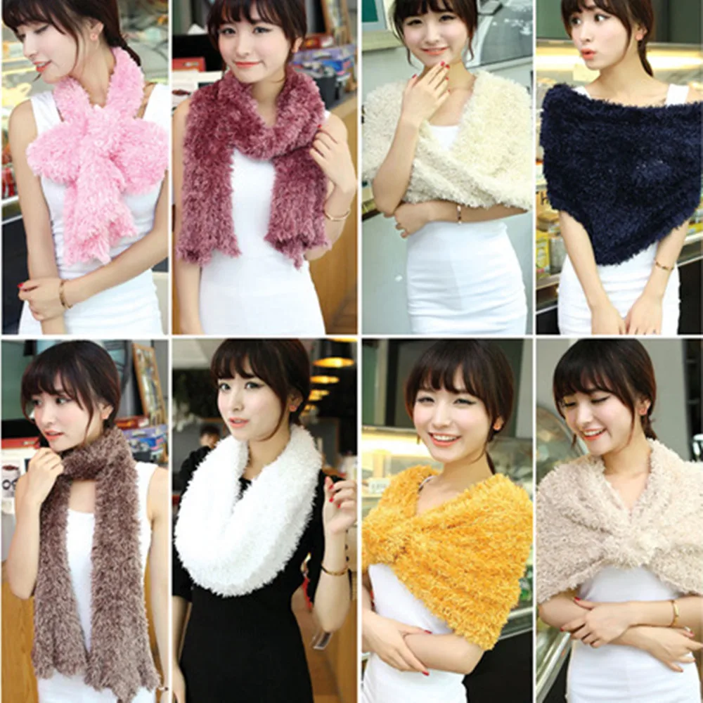 Top Trends: Fashion Women Fluffy Soft Knitting Long Scarf Hairy Shawl WJ004 Shoppable Styles