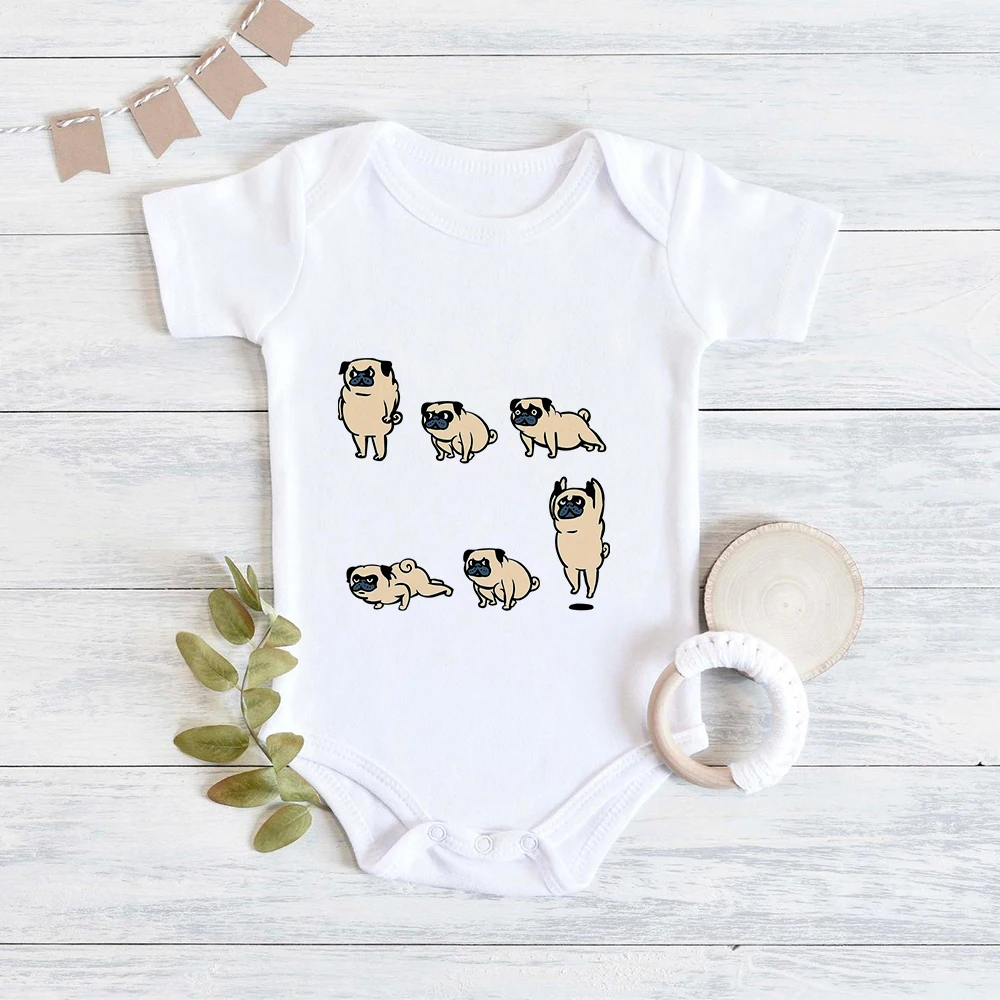 Top Trends: Baby Boy Aesthetic Clothes Funny Pug Dogs Cute Animal Print Newborn Baby Girl Sleepwear Summer Casual Home Bodysuit For New Born Shoppable Styles