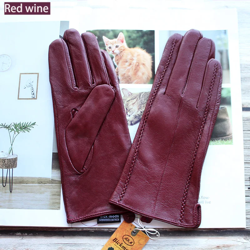 Top Trends: Winter Warm Color Leather Gloves Women Fashion Striped Style Velvet Lining Motorcycle Riding Driving Points Shoppable Styles - Image 4