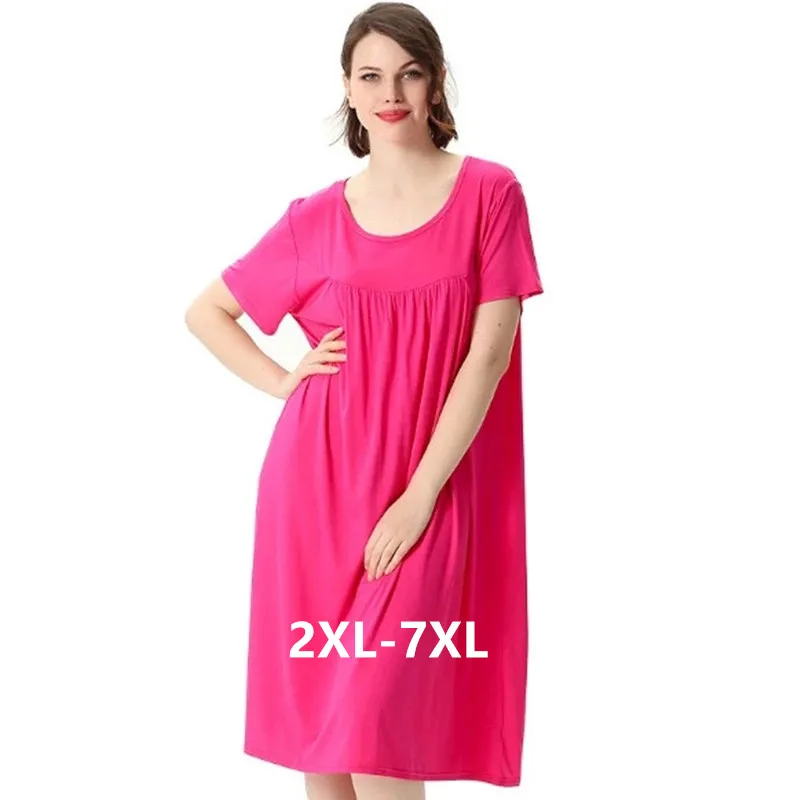 Top Trends: Female Summer Dress New Plus Size Loose Sleepwear Nightdress Comfortable Cotton Nightgown Women Short Sleeve Nightshirt 2XL-7XL Shoppable Styles