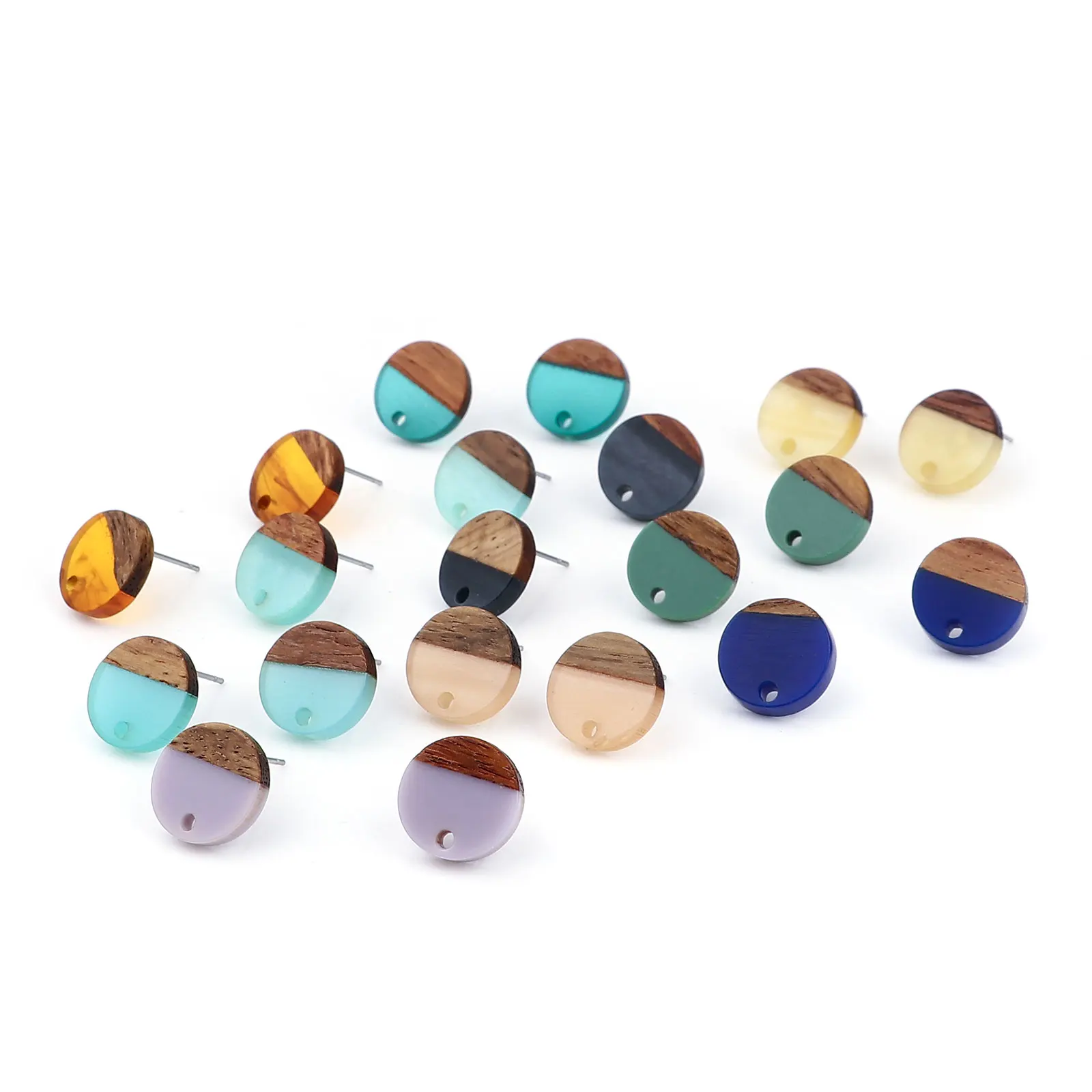 Top Trends: 14mm Natural Wood Effect Resin Ear Post Stud Earrings Findings Round DIY Making Women Wooden Earrings Party Jewelry Gifts, 6PCs Shoppable Styles