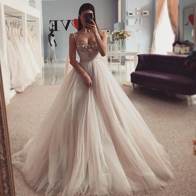 Top Trends: Sexy Crystals Wedding Dresses Vestidos De Noiva 2021 Princess Bride Dress Church Beach Wedding Gowns Custom Made Shoppable Styles