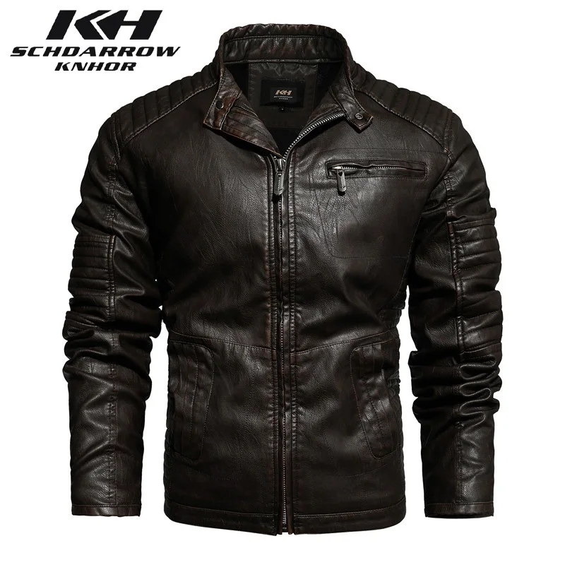 Top Trends: 2023 New Men's Motorcycle Leather Jacket Stand Collar Bomber Jacket Jaqueta De Couro Masculina Casual Warm Leather Coat Male 4XL Shoppable Styles