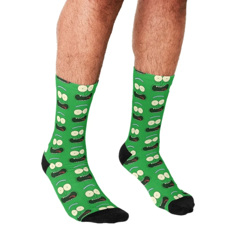 Top Trends: Funny Socks Men Harajuku Pickle Rick Face Printed Happy Hip Hop Men Socks Novelty Skateboard Crew Casual Crazy Socks Shoppable Styles