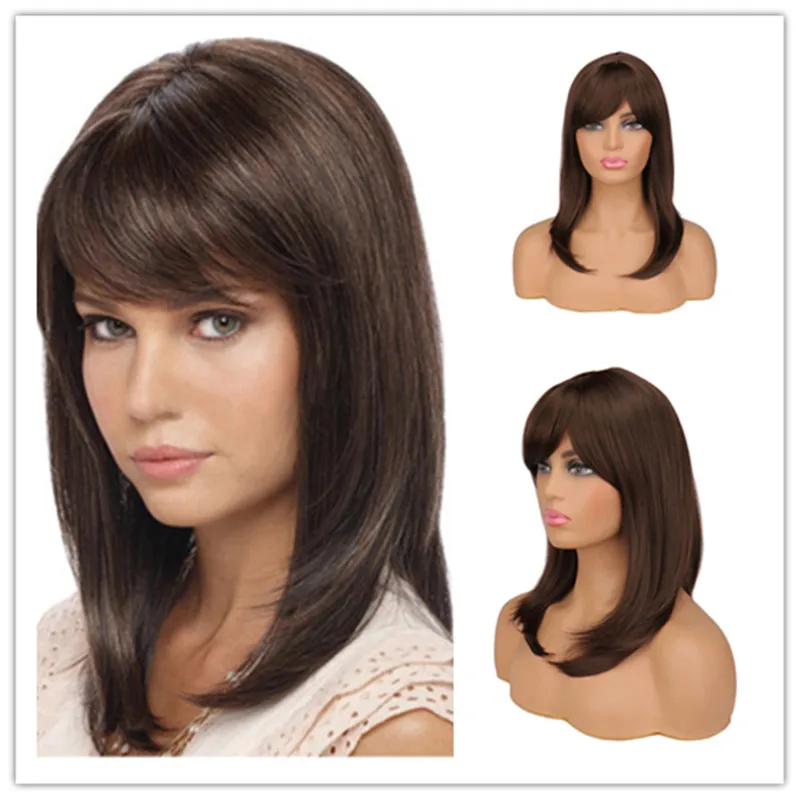 Top Trends: SuQ Women Dark Brown Wig With Bangs Hair Synthetic Natural For Women Cosplay Heat Resistant Use Daily Wigs Shoppable Styles