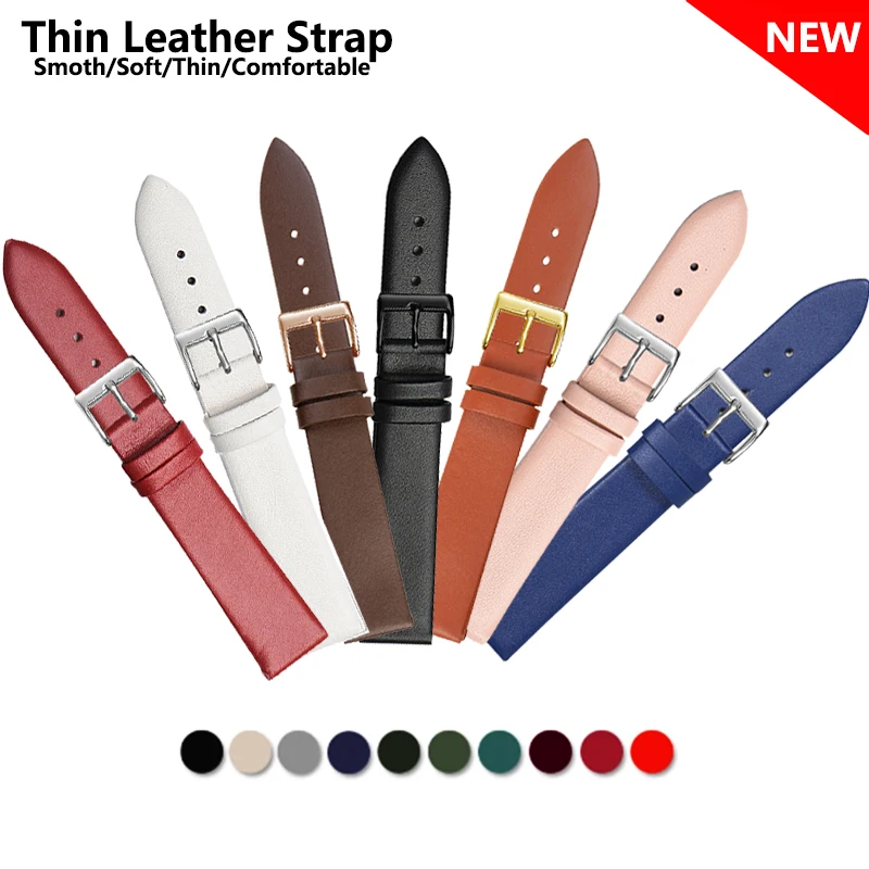 Top Trends: Thin Watchbands Genuine Leather Watch Strap Band 12mm / 14mm / 16mm / 18mm / 20mm 22mm Watch Band Belt Shoppable Styles