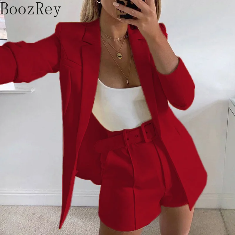 Top Trends: BoozRey Two Piece Blazer Suit Women Office Blazer Set Autumn Long Sleeve Blazer Shorts 2 Piece Set Womens Casual Blazers Set Shoppable Styles