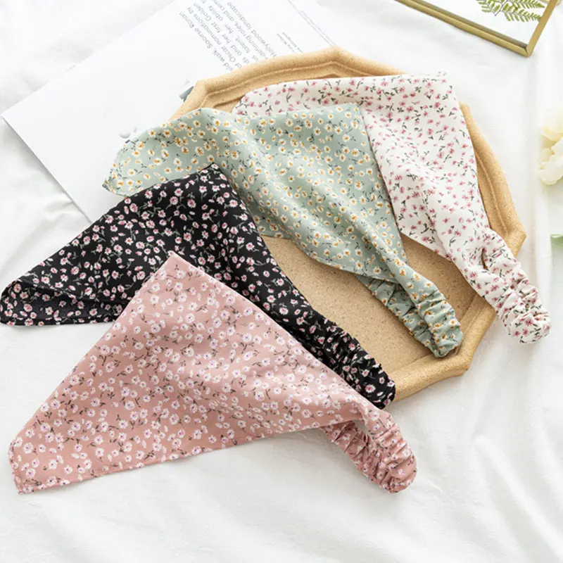 Top Trends: Floral Print Triangle Hair Scarf Headband Cute Turban Headwrap Head Scarf Elastic Hair Band Hairbands Women Hair Accessories Shoppable Styles