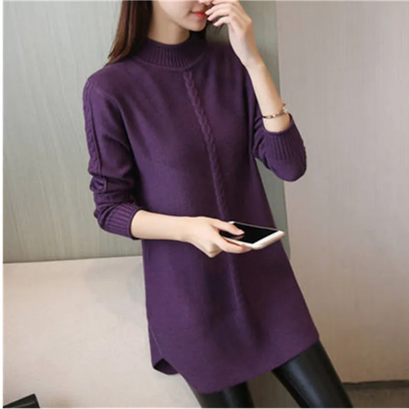 Top Trends: 2023 Autumn Winter Long Sweater Knitwear Warm Women's Pullover O Neck Thicken Plus Velvet Female Soft Knit Sweater Femme Top Shoppable Styles