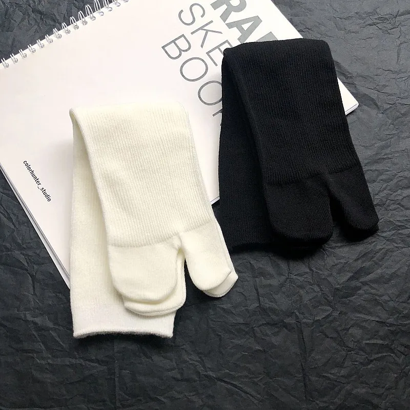 Top Trends: Milky White Combed Cotton Tabi Socks Women Solid Color Short Black Two Toe Socks Female Korean Japanese Harajuku Split Toe Sock Shoppable Styles