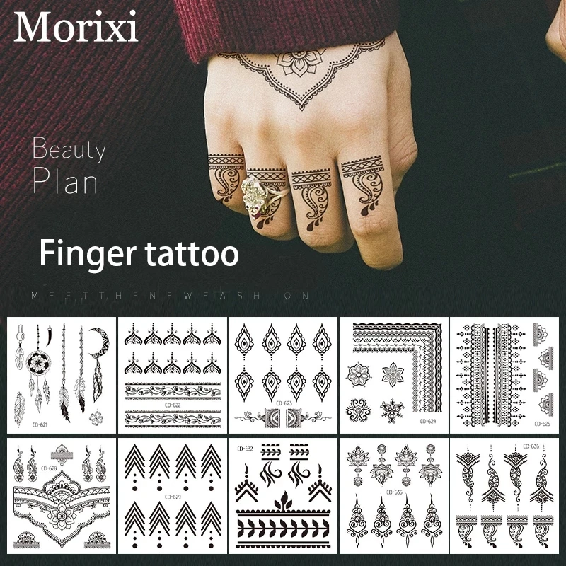 Top Trends: Finger Tattoo Small Size Necklace Flower Wave Liners Geometric Printing Water Transfer Slider Temporary Tattoo Sticker RA054 Shoppable Styles