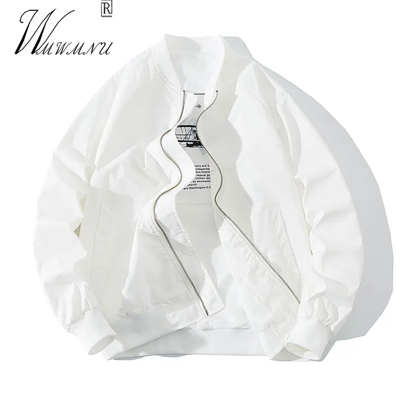 Top Trends: Classic White Bomber Jackets Women Spring 2023 Fashion 95kg Oversize Chaquetas Baseball Casual Loose Zip Up Lined Outerwear Men Shoppable Styles