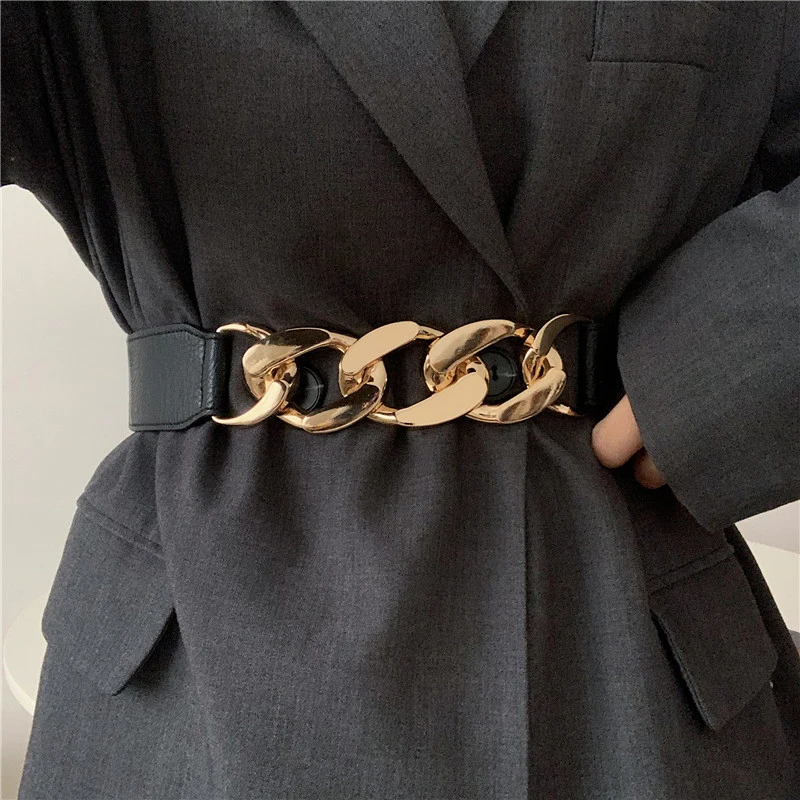 Top Trends: Gold Chain Belt Elastic Silver Metal Waist Belts For Women Ceinture Femme Stretch Cummerbunds Ladies Coat Ketting Riem Waistband Shoppable Styles