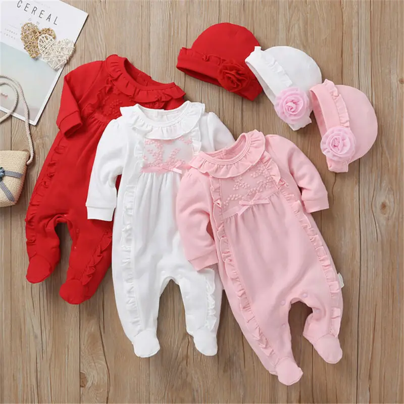 Top Trends: New Autumn Winter Baby Long Sleeve Jumpsuit Girl One Piece Romper+ Hat Cotton Toddler Clothing Infant Rompers Kids Jumpsuits Shoppable Styles