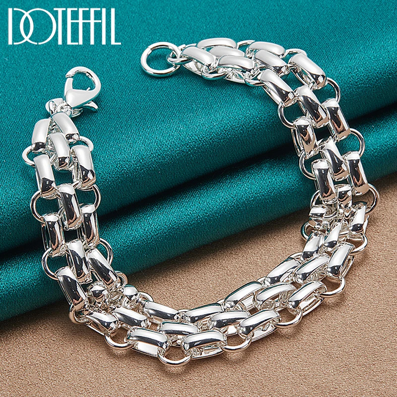 Top Trends: DOTEFFIL 925 Sterling Silver 24K Gold Lnterlocking Circle Bracelet Chain For Women Fashion Charm Wedding Engagement Jewelry Shoppable Styles