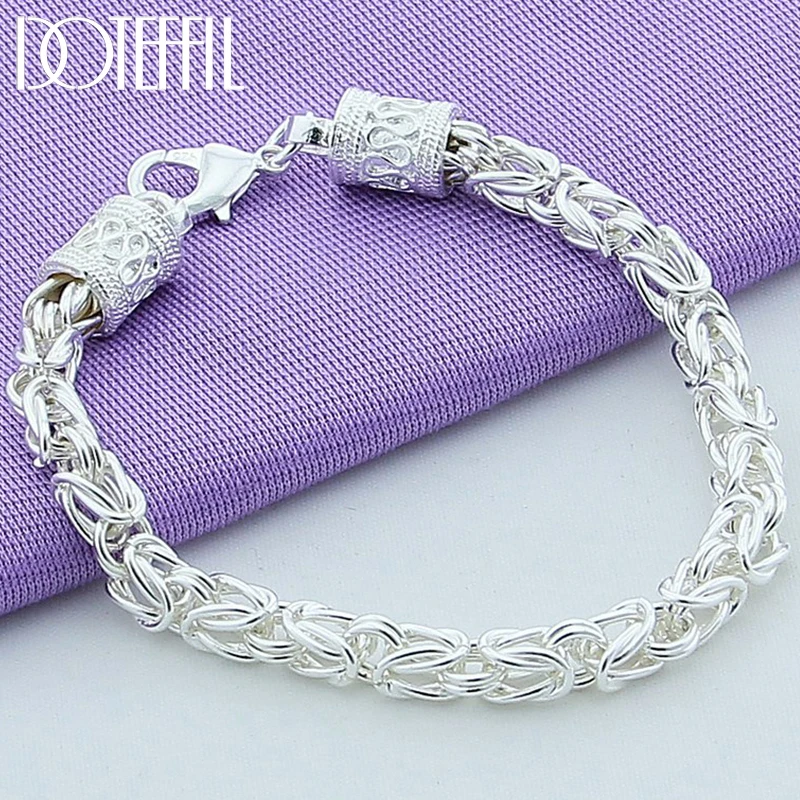 Top Trends: DOTEFFIL 925 Sterling Silver / 24K Gold Lobster Clasp Bracelet For Woman Man Fashion Wedding Engagement Jewelry Shoppable Styles