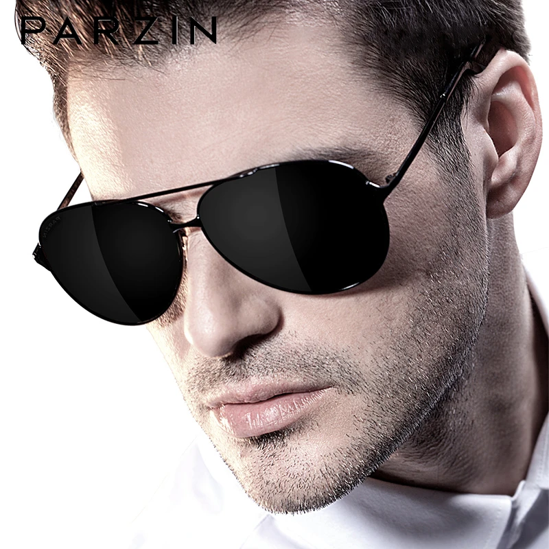 Top Trends: PARZIN Classic Aviation Men Sunglasses Brand Design Alloy Frame Pilot Polarized Sun Glasses For Driving Male Black UV400 Shoppable Styles