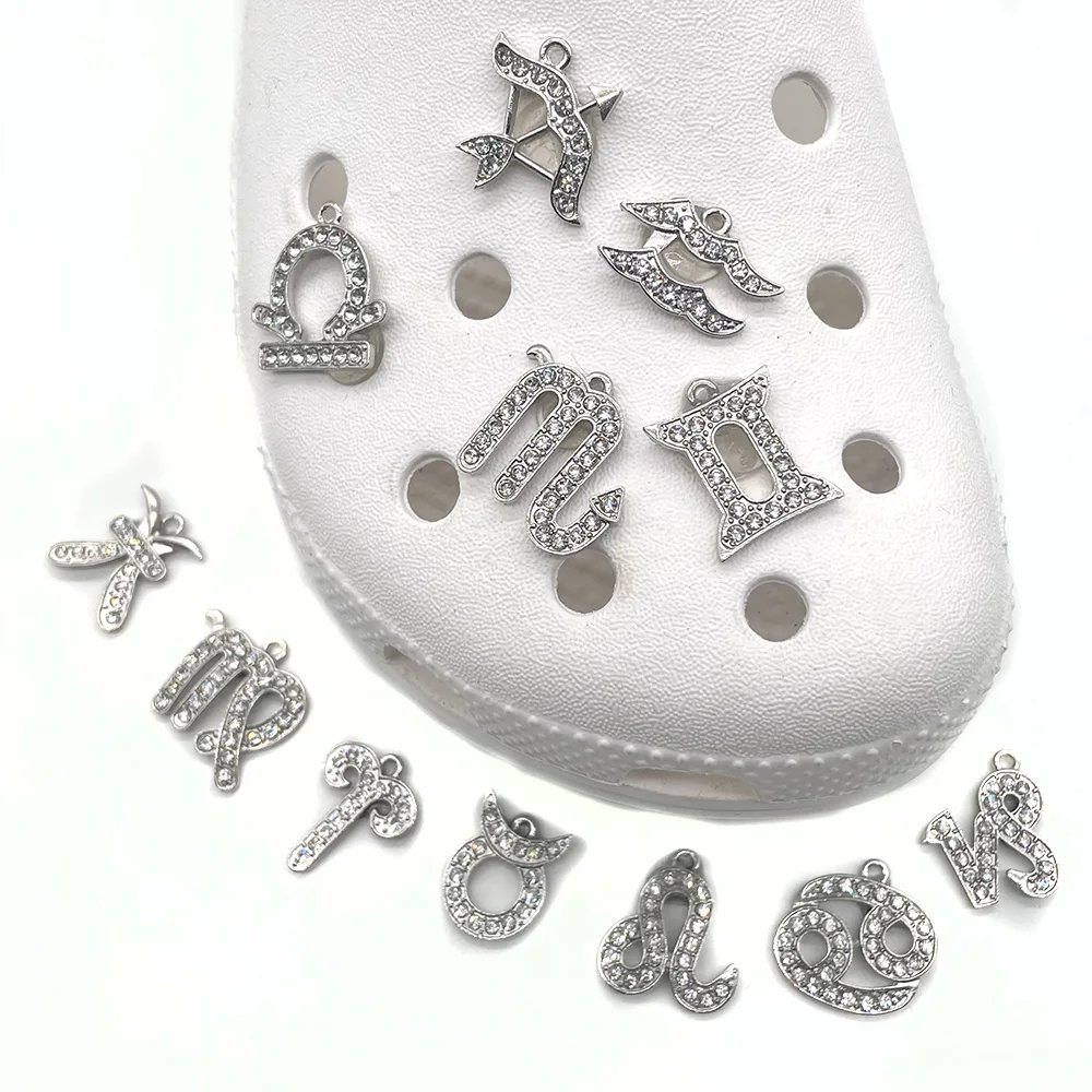 Top Trends: 12 Constellations Rhinestone Charms Designer Jibz For Croc Shoes Decaration Badg Pendant Clogs Kid Girls Women Gifts Shoppable Styles