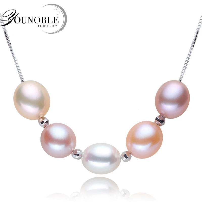 Top Trends: Real Beautiful Genuine 925 Sterling Silver Necklace, Colorful Natural Pearl Necklace Jewelry For Girl Birthday Shoppable Styles