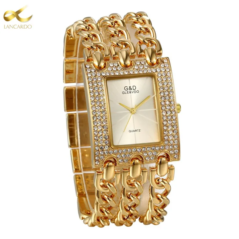 Top Trends: LANCARDO New Top Brand Luxury Women's Watches Alloy Clock Lady's Gold Strap Watch Fashion Reloj Female Quartz Wristwatch Shoppable Styles