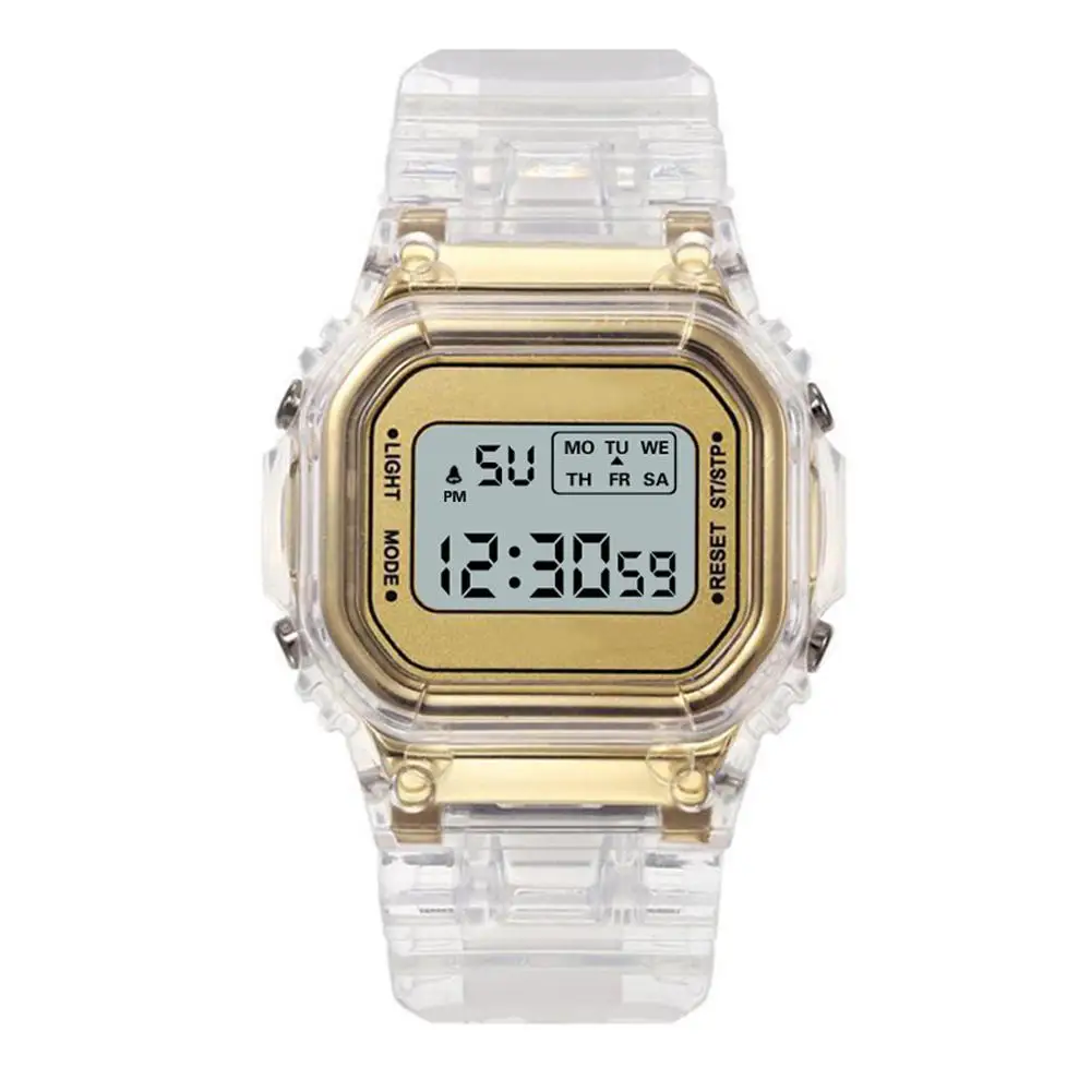 Top Trends: Fashion Men Women Watches Gold Casual Transparent Digital Sport Watch Lover's Gift Clock Children Kid's Wristwatch Female Clock Shoppable Styles - Image 2