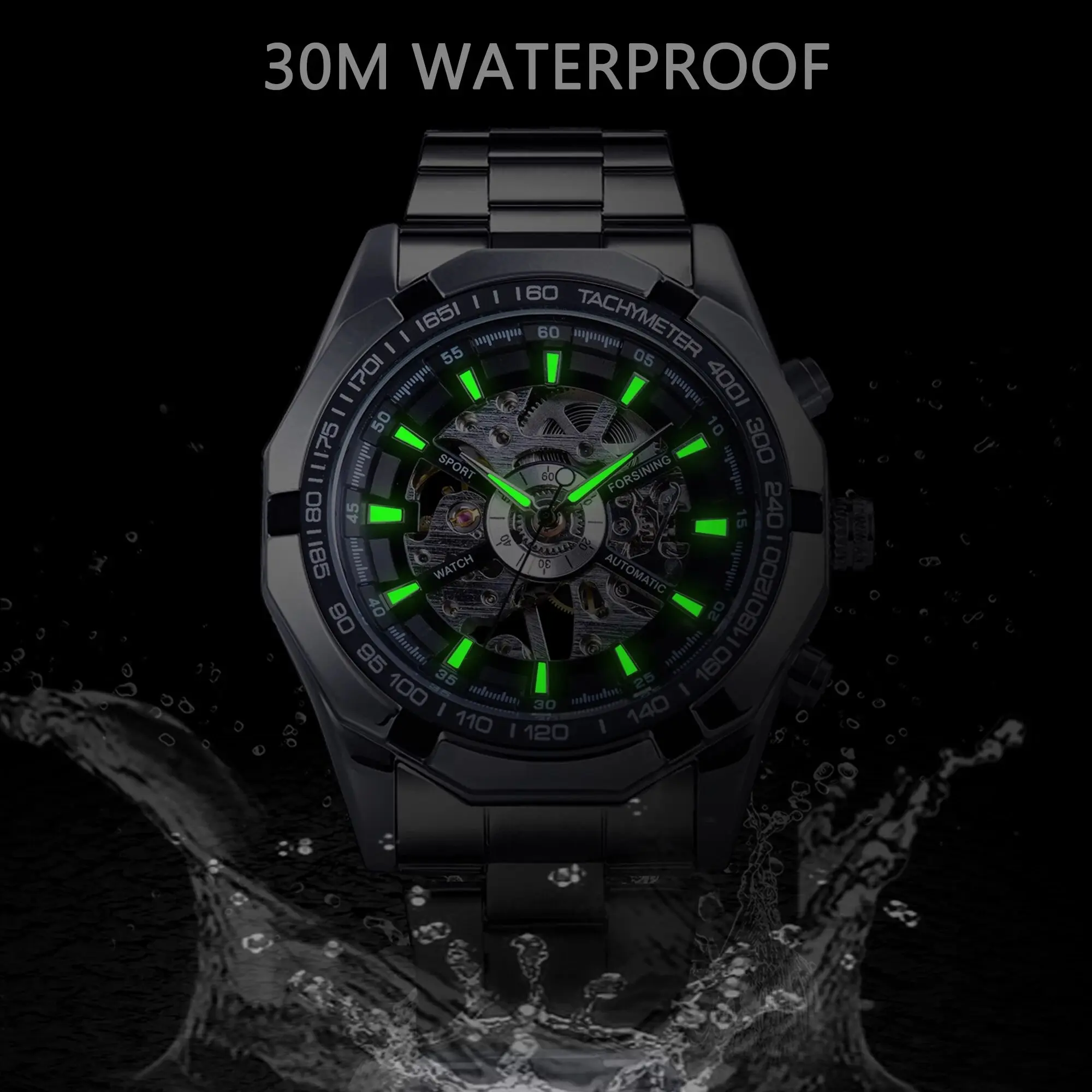 Top Trends: Forsining 2021 Stainless Steel Waterproof Mens Skeleton Watches Top Brand Luxury Transparent Mechanical Sport Male Wrist Watches Shoppable Styles - Image 4