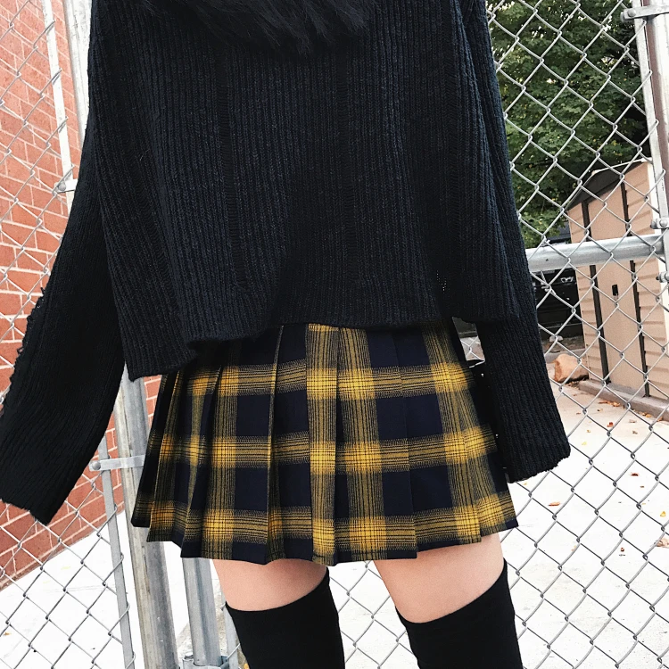 Top Trends: New Summer Harajuku Women Skirts Cute Yellow Black Red Pleated Skirt Fashion Punk Style High Waist Female Mini Short Skirt Mujer Shoppable Styles - Image 4